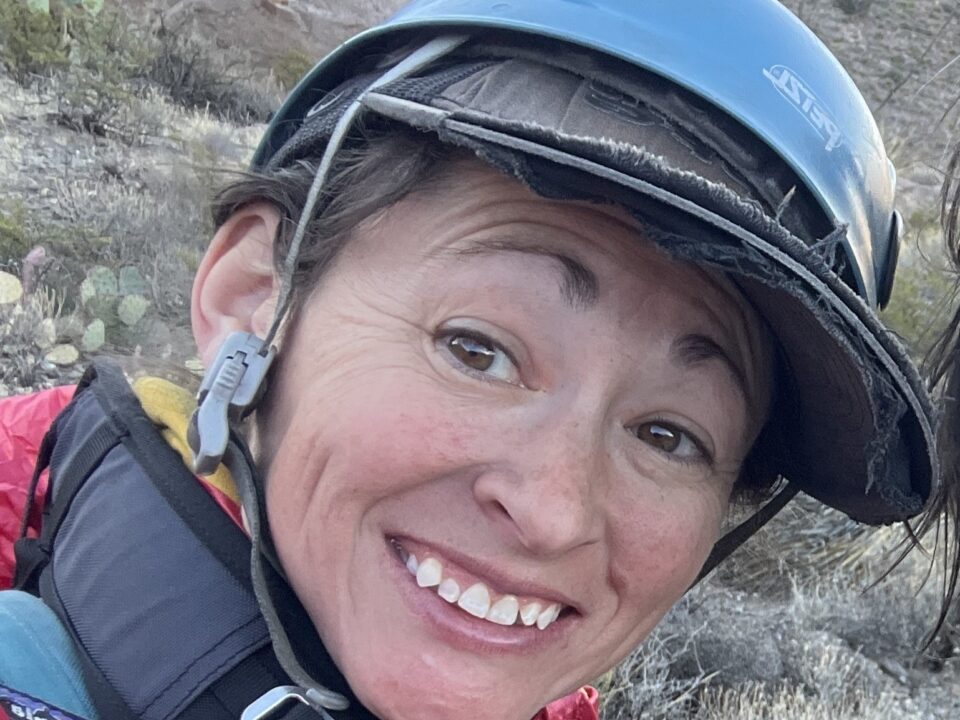 beth in climbing gear
